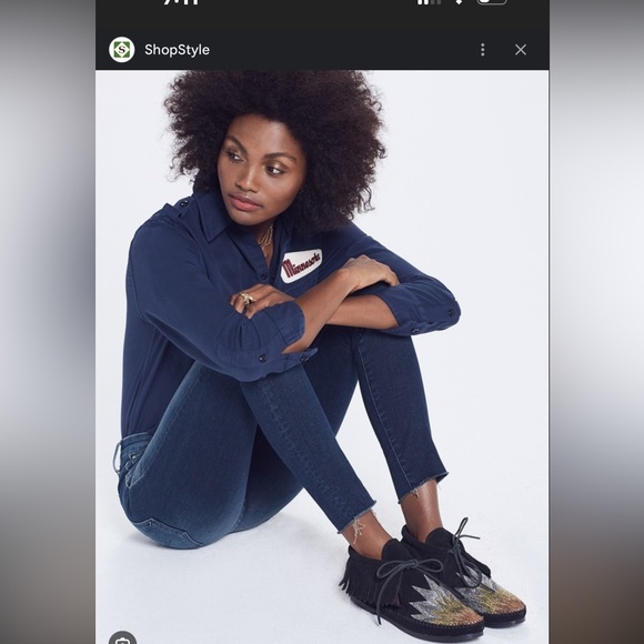 MINNETONKA X MOTHER SUEDE METALLIC MOCCASINS NEVER WORN ORIGINAL BOX SZ. 7 - Picture 4 of 5